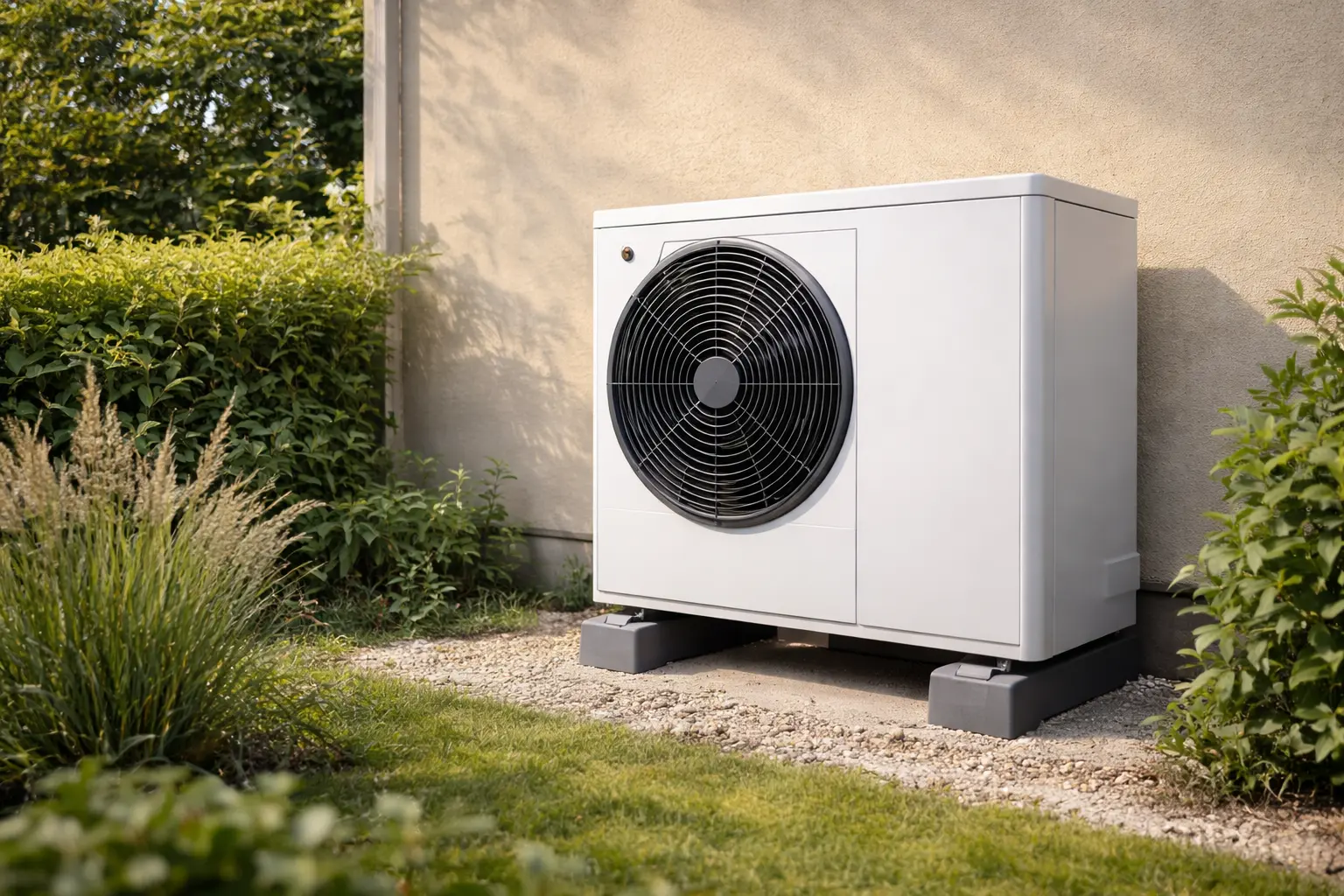 Pompe à chaleur installée à l’extérieur d’une maison