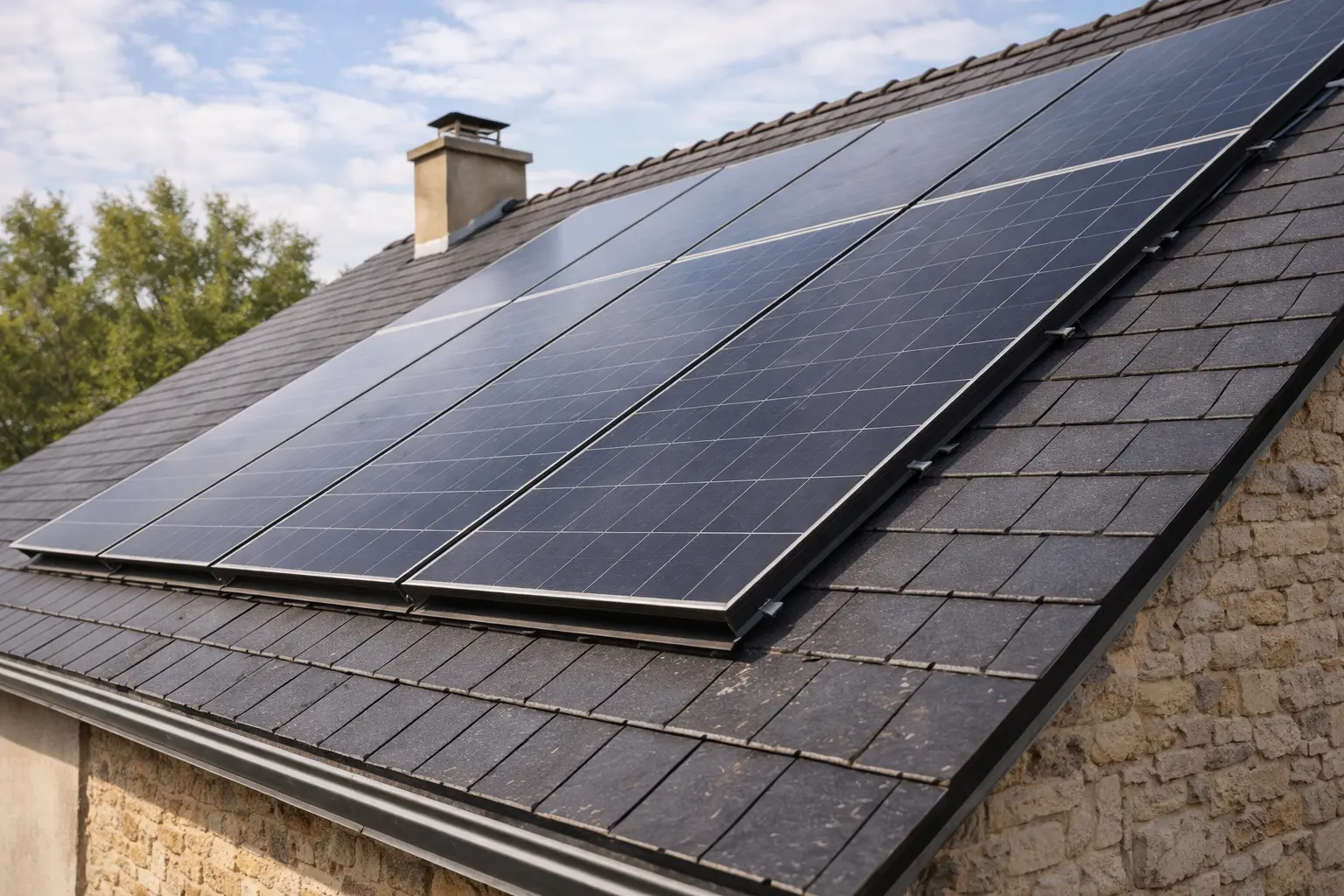 Installation de panneaux photovoltaïques sur le toit d’une maison